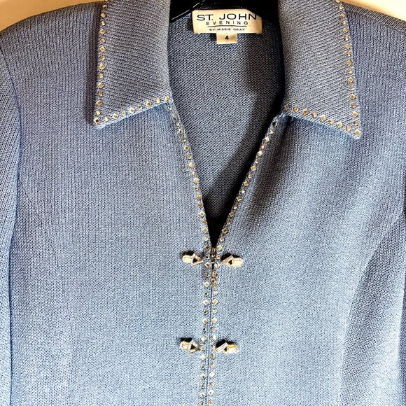 St. John Evening Blue Crystal-Embellished Skirt Suit – Size 4 - Picture 5 of 8